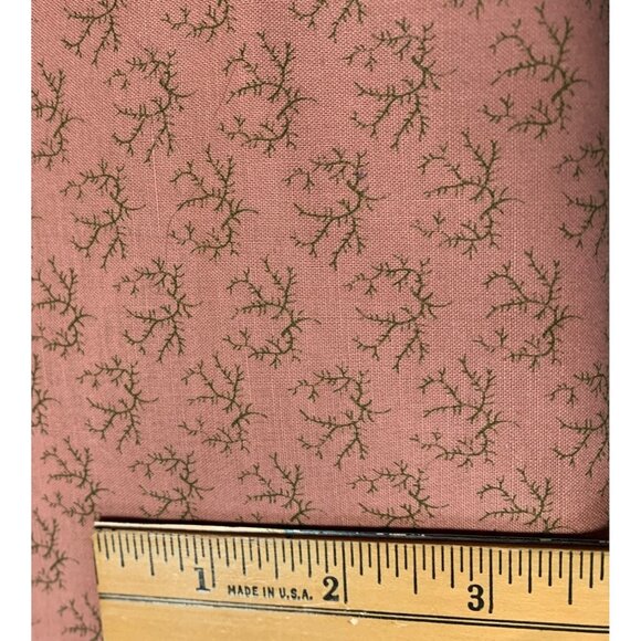 Pink Fabric with Green Branch Pattern 1/2 Yard x 44" Cotton Quilting - Picture 2 of 3